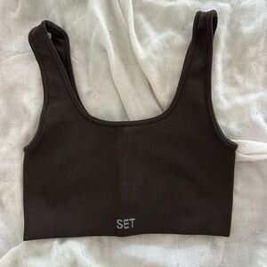 SET ACTIVE BOX CUT BRA IN ESPRESSO